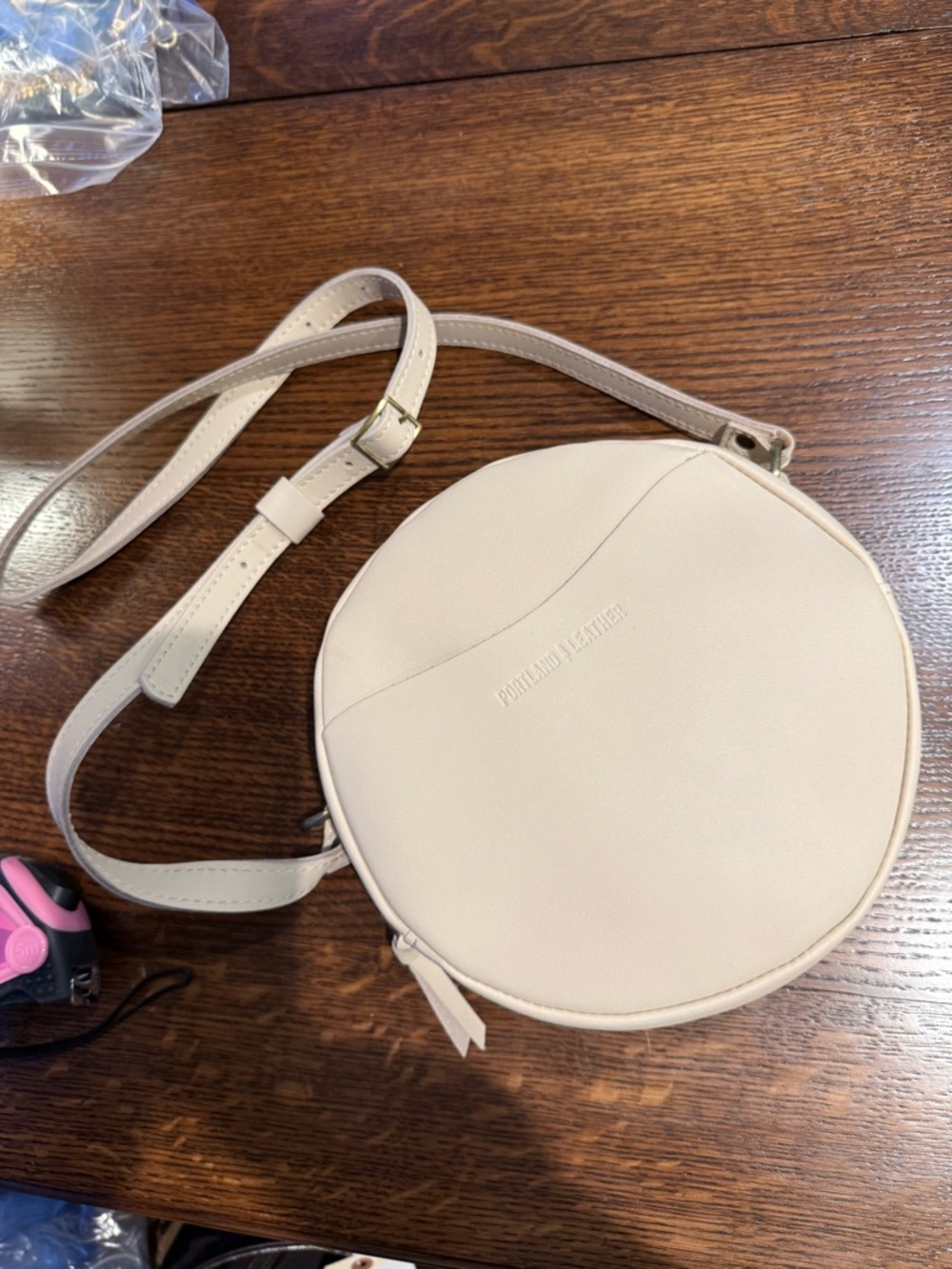 Portland Leather Circle Pearl Crossbody Bag